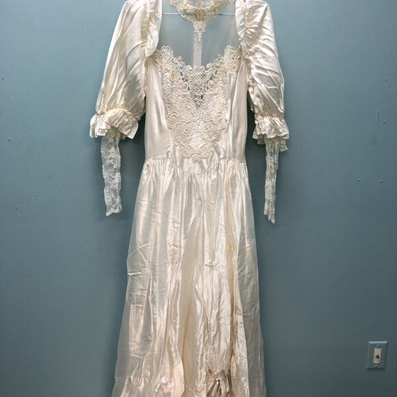 ZOMBIE Dead Corpse Bride, Halloween Wedding Dress, DAMAGED, Vintage Haunting - Picture 11 of 16